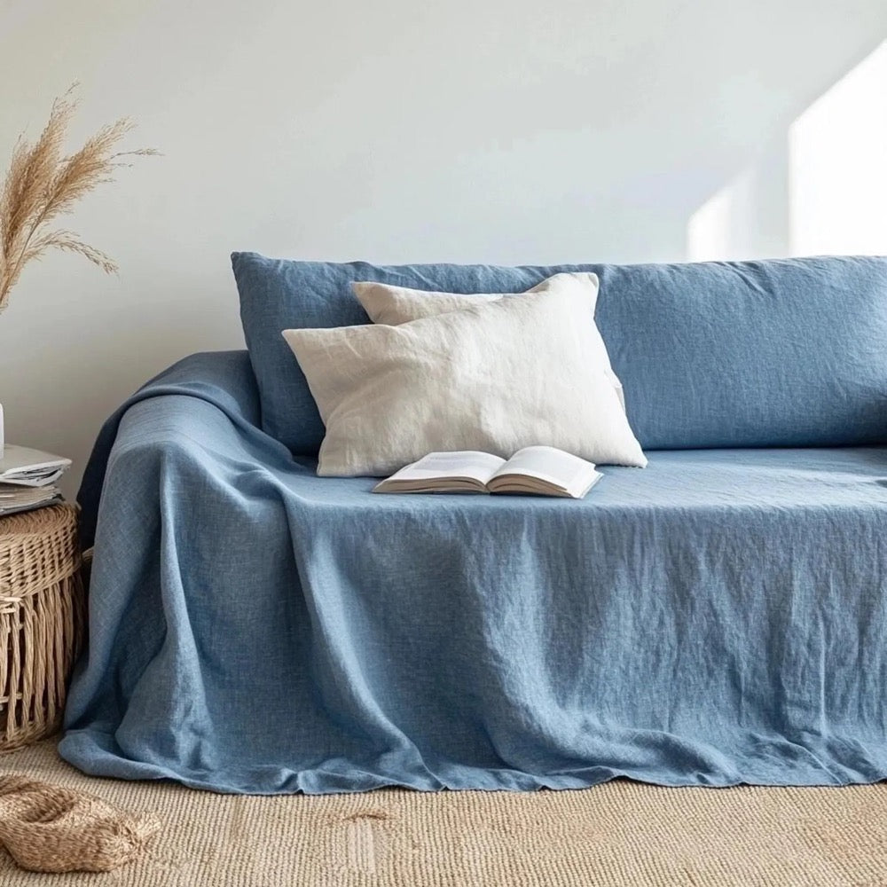 Custom Slipcovers for Livingroom Linen Couch Cover Extra Large Luxurious Linen Couch Cover Eco friendly