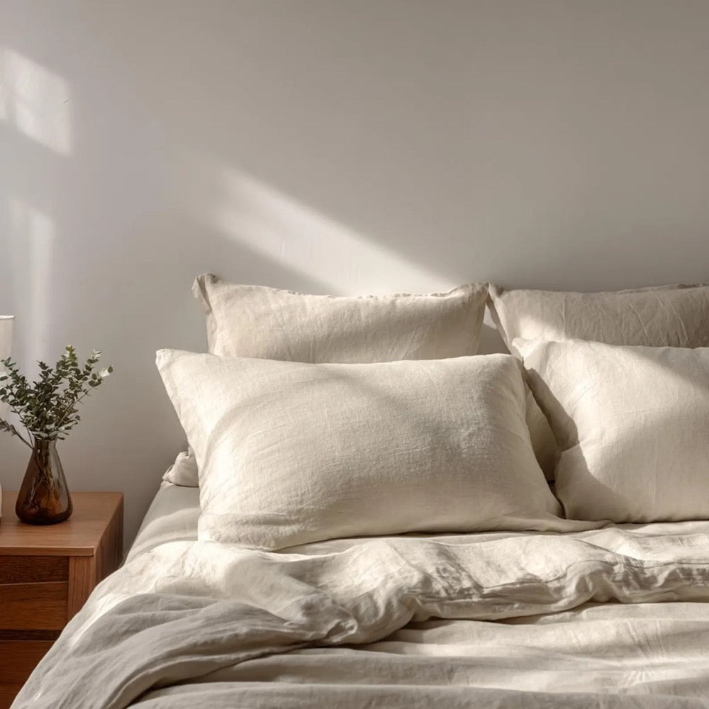 Organic Envelope Closure Pillowcase Soft Linen Sham 100% European Linen Pillow Cover Zipper
